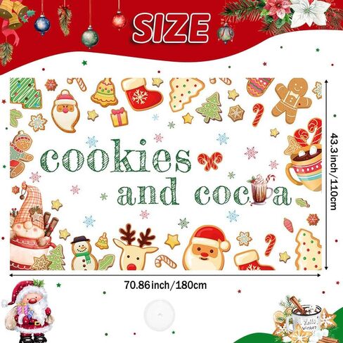 Christmas Backdrop Cookies and Cocoa Photography Background Gingerbread Hot Chocolate Winter Christmas Party Decorations Banner Photo Studio Props 70.8 x 43.3 inch in Saudi Arabia