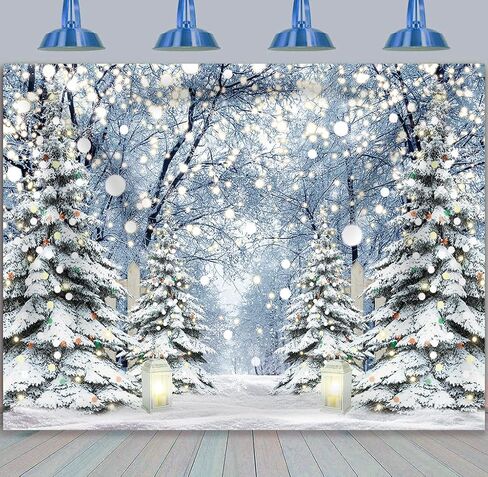 BINQOO 7x5ft Winter Forest Backdrop Winter Snowy Tree Scene Photo Backdrop Family Winter Holiday Party Let It Snow Banner Backdrop in Saudi Arabia