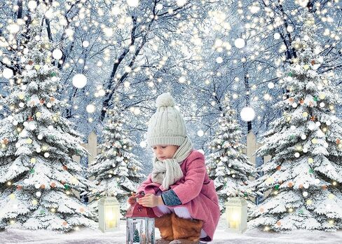 BINQOO 7x5ft Winter Forest Backdrop Winter Snowy Tree Scene Photo Backdrop Family Winter Holiday Party Let It Snow Banner Backdrop in Saudi Arabia