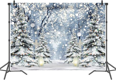 BINQOO 7x5ft Winter Forest Backdrop Winter Snowy Tree Scene Photo Backdrop Family Winter Holiday Party Let It Snow Banner Backdrop in Saudi Arabia