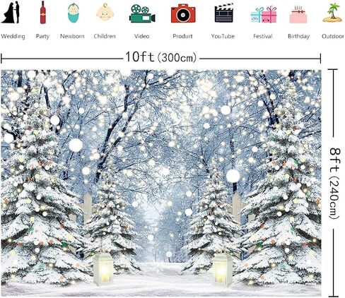 BINQOO 7x5ft Winter Forest Backdrop Winter Snowy Tree Scene Photo Backdrop Family Winter Holiday Party Let It Snow Banner Backdrop in Saudi Arabia