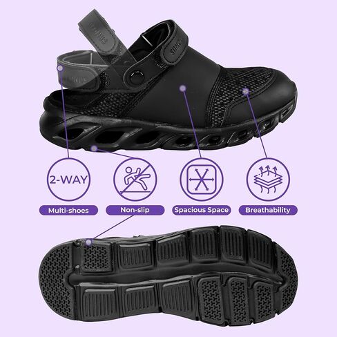 Nursing Shoes Woman and Man Cooling Sandle Black us footwear size for adult women width medium in Saudi Arabia