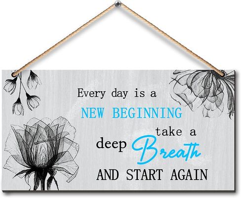 Red Kitchen Decor - Bedroom Wall Decor - Every Day is a New Beginning Butterfly Wood Hanging Plaque Signs for Home - Welcome Hanging Sign for Office Kitchen Housewarming Gift 5 x 10 inch in Saudi Arabia