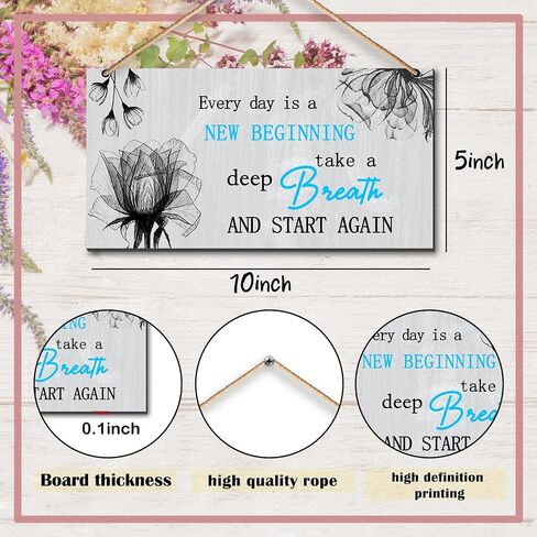 Red Kitchen Decor - Bedroom Wall Decor - Every Day is a New Beginning Butterfly Wood Hanging Plaque Signs for Home - Welcome Hanging Sign for Office Kitchen Housewarming Gift 5 x 10 inch in Saudi Arabia