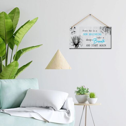 Red Kitchen Decor - Bedroom Wall Decor - Every Day is a New Beginning Butterfly Wood Hanging Plaque Signs for Home - Welcome Hanging Sign for Office Kitchen Housewarming Gift 5 x 10 inch in Saudi Arabia