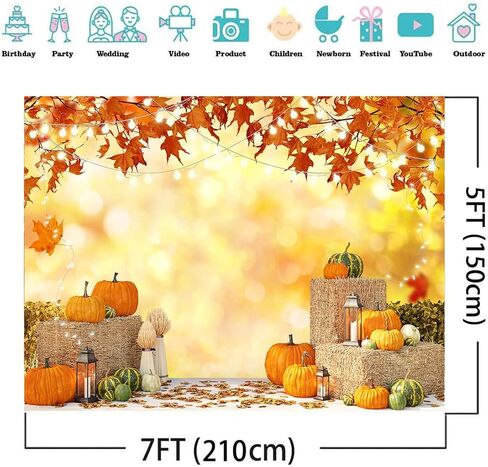 7x5FT Fall Thanksgiving Backdrop Thanksgiving Photo Backdrop Autumn Pumpkin Harvest Background Fall Theme Decoration Props F2 in Saudi Arabia