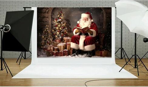 Santa Claus Backdrop Winter Snow Christmas Tree Gifts Holiday Party Kids Family Portrait Decoration Backdrops7x5FT in Saudi Arabia