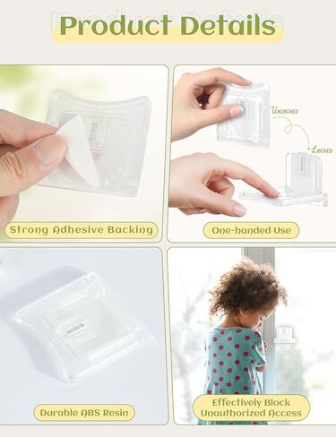 8 قطع من Viaky قفل أمان للأطفال، أقفال أبواب منزلقة، خزائن مقاومة للأطفال، فناء الحمام، باب المطبخ، أقفال النوافذ الزجاجية، مزلاج مضاد للأطفال (شفاف) in Kuwait