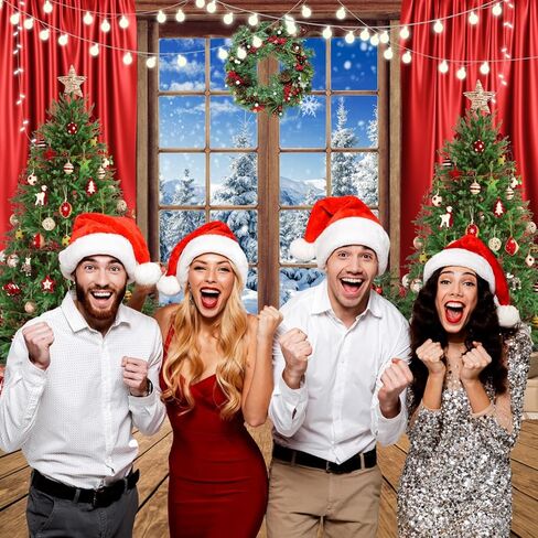 SJOLOON Christmas Backdrop Wood Floor Christmas Tree Backdrop Windows Snow Backdrop for Christmas Party Decoration Studio Props 12589 (10x10FT) in Kuwait