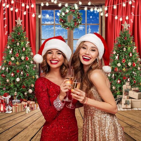SJOLOON Christmas Backdrop Wood Floor Christmas Tree Backdrop Windows Snow Backdrop for Christmas Party Decoration Studio Props 12589 (10x10FT) in Kuwait