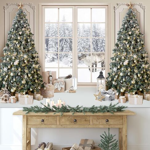 Avezano Christmas Window Backdrop for Photography Winter Snow Scene Merry Xmas Tree Background Snow Holiday Photobooth Portrait Party Banner Festival Photo Studio Props Supplies (10x7ft) in Saudi Arabia