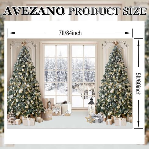 Avezano Christmas Window Backdrop for Photography Winter Snow Scene Merry Xmas Tree Background Snow Holiday Photobooth Portrait Party Banner Festival Photo Studio Props Supplies (10x7ft) in Saudi Arabia