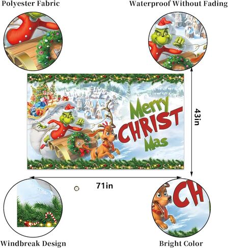 خلفية صورة عيد الميلاد البيضاء، لافتة عيد الميلاد المجيد، ديكورات ومستلزمات عطلة الشتاء لعيد الميلاد المجيد للمنزل (43 × 71 بوصة) in Kuwait