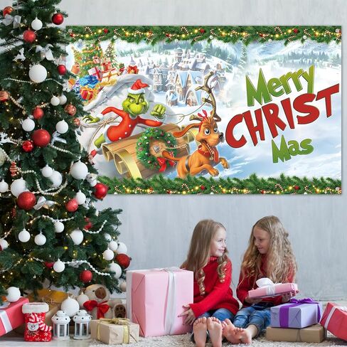 خلفية صورة عيد الميلاد البيضاء، لافتة عيد الميلاد المجيد، ديكورات ومستلزمات عطلة الشتاء لعيد الميلاد المجيد للمنزل (43 × 71 بوصة) in Kuwait