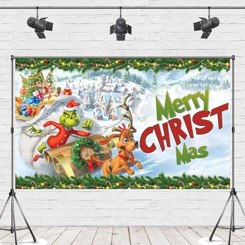 خلفية صورة عيد الميلاد البيضاء، لافتة عيد الميلاد المجيد، ديكورات ومستلزمات عطلة الشتاء لعيد الميلاد المجيد للمنزل (43 × 71 بوصة) in Kuwait