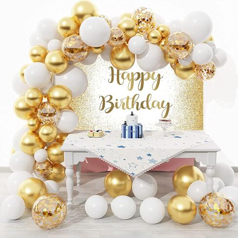 Gold Happy Birthday Backdrop Adults Women Men Birthday Photo Photography Backgroud Golden Glitter Bokeh Sweet Birthday Party Decor Cake Table Supplies (7X5FT) in Saudi Arabia