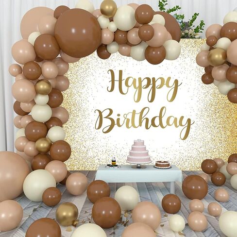 Gold Happy Birthday Backdrop Adults Women Men Birthday Photo Photography Backgroud Golden Glitter Bokeh Sweet Birthday Party Decor Cake Table Supplies (7X5FT) in Saudi Arabia