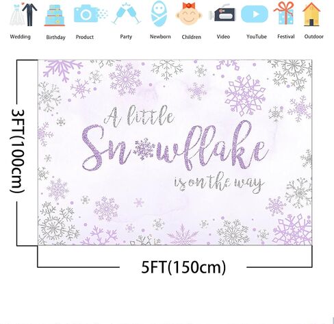 Avezano Winter Baby Shower Decorations a Little Snowflake is on The Way Baby Shower Backdrop 7x5ft Winter Wonderland Snowflake Baby Shower Decorations Background, Blue and Sliver in Saudi Arabia