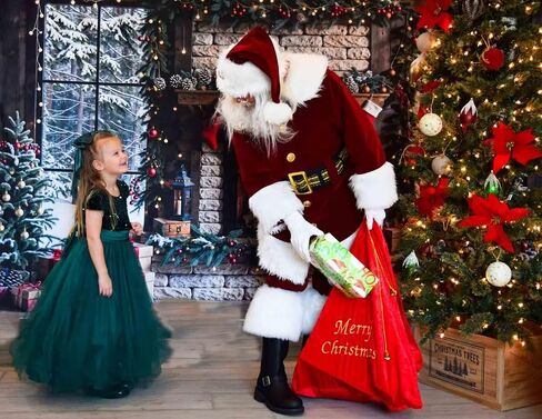 Kate Christmas Fireplace Backdrop Christmas Trees and Gifts Background Winter White Brick Dark Brown Framed Window Photo Background Studio Props,10x10ft in Saudi Arabia