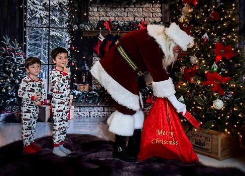 Kate Christmas Fireplace Backdrop Christmas Trees and Gifts Background Winter White Brick Dark Brown Framed Window Photo Background Studio Props,10x10ft in Saudi Arabia
