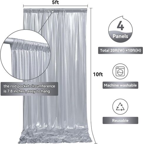 20ftx10ft Gold Sequin Backdrop Curtain for Parties, 4 Panels 5x10FT Shimmer Wrinkle Free Glitter Photo Backdrop Drapes Back Drop Cloth for Wedding Birthday Christmas Photography Background in Saudi Arabia