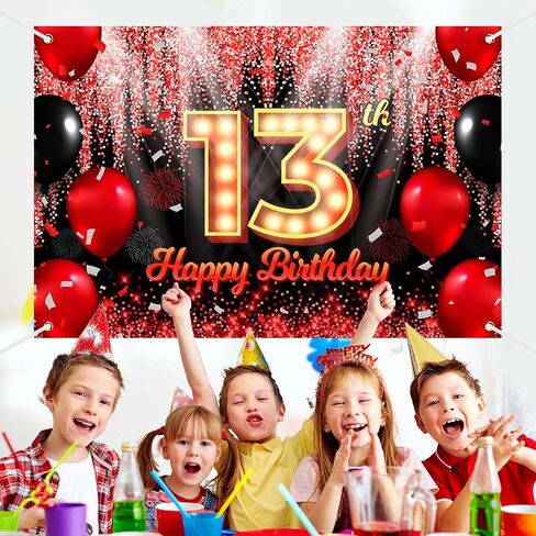 Happy Birthday Backdrop Banner Black and Red Theme Background with Neon Shiny Fashion Birthday Party Photo Photography Prop Booth Background for Boys Girls Celebration 70.9x47.2in-BECKTEN (HB) in Saudi Arabia