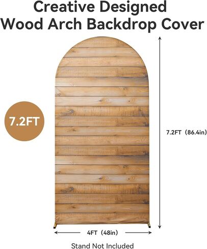 Outpain 7.2FT Rustic Wood Arch Cover Wood Grain Spandex Fitted Wedding Arch Stand Covers, Vintage Wood Texture Wall Chiara Backdrop Cover for Party Birthday Ceremony Banquet Baby Shower in Saudi Arabia