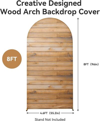 Outpain 7.2FT Rustic Wood Arch Cover Wood Grain Spandex Fitted Wedding Arch Stand Covers, Vintage Wood Texture Wall Chiara Backdrop Cover for Party Birthday Ceremony Banquet Baby Shower in Saudi Arabia