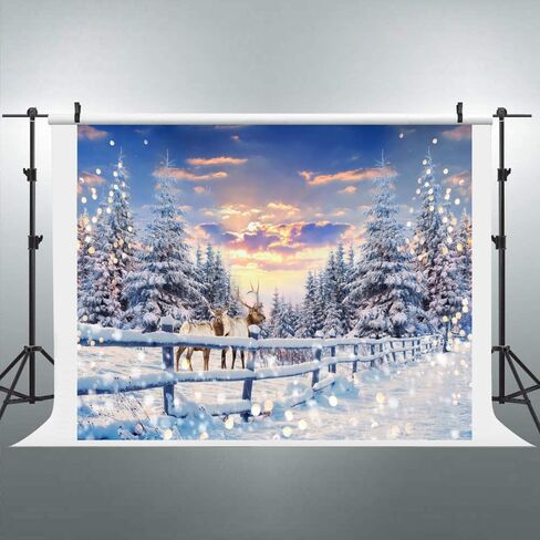 Winter Wonderland Christmas Backdrop 20x10ft for Photography Forest Reindeer Snow Winter Scene Backdrop for Pictures Christmas Party Holiday Background Decorations Photo Booth in Saudi Arabia