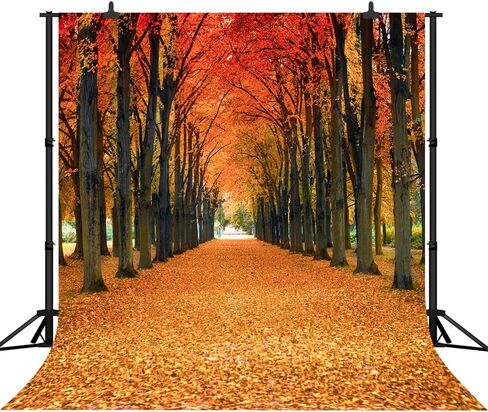 10x10FT Maple Leaves Backdrop Fall Yellow Tunnel Scenery Tree Autumn Street Road Backdrop Vinyl for Thanksgiving Weddding Travel Shoot Party Portrait Studio Props Dacoration Background in Saudi Arabia
