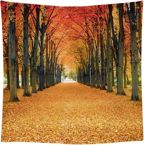 10x10FT Maple Leaves Backdrop Fall Yellow Tunnel Scenery Tree Autumn Street Road Backdrop Vinyl for Thanksgiving Weddding Travel Shoot Party Portrait Studio Props Dacoration Background in Saudi Arabia