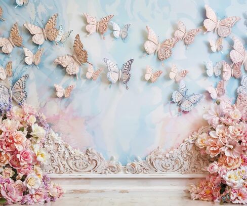 Kate 7x5ft Children Birthday Party Photo Background Dreamworld Butterfly Wall Pink Flowers Decoration Baby Shower Photography Backdrops in Saudi Arabia