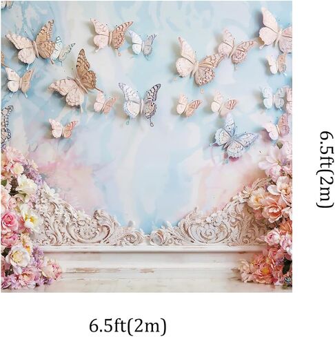 Kate 7x5ft Children Birthday Party Photo Background Dreamworld Butterfly Wall Pink Flowers Decoration Baby Shower Photography Backdrops in Saudi Arabia