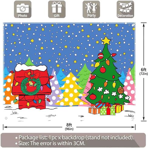 Fabric 7x5ft Cartoon Christmas Night Photography Backdrop Winter Snowy Red House PineTree Background Kid Xmas Party Decorations Photo Shooting Banner in Saudi Arabia