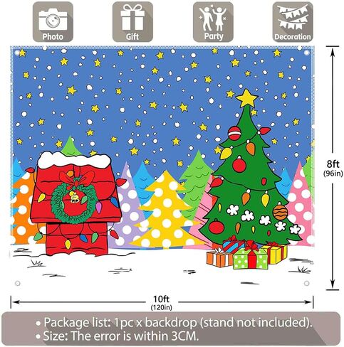 Fabric 7x5ft Cartoon Christmas Night Photography Backdrop Winter Snowy Red House PineTree Background Kid Xmas Party Decorations Photo Shooting Banner in Saudi Arabia