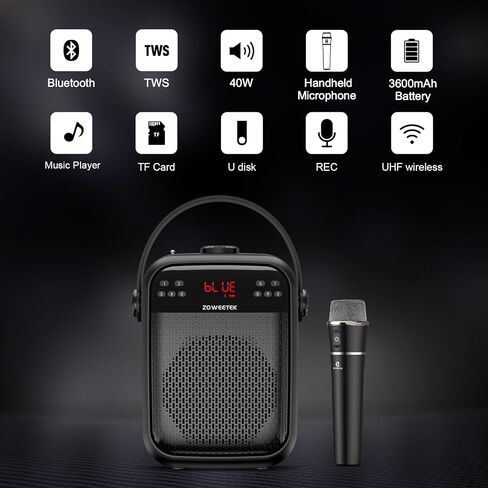 ZOWEETEK Voice Amplifier with Wireless Lavalier Microphone for Teachers, Portable Mini Voice amplifier, Wireless Lapel Microphone,Megaphone Speaker System for Classroom, Speech, Meeting,Yoga,Streaming in Saudi Arabia