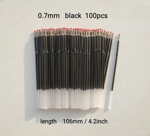 100 Pack 0.7 Ball Pen Refills,Retractable Ball Point Pen Refill,Black Ball Point Pen Refills, 4.2 inch/107mm,Send 1 Extra Ballpoint Pen.Smooth Writing. in Saudi Arabia