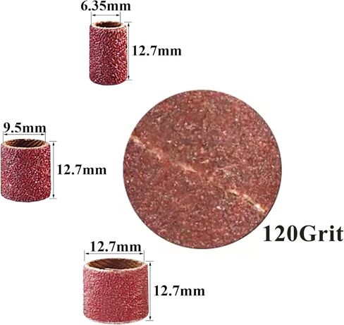 Asieg Tool Sanding Drum Kit 142Pcs 600Grit, 1/2" & 3/8" & 1/4" Diameter Drum Sanding Band with 3.17mm Shank Mandrels for Drill Dremel Rotary Tools Nails Drill in Kuwait