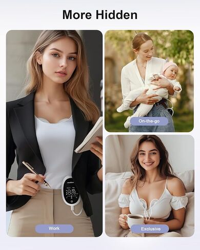 Hands-Free Breast Pump, Hidden Electric Breast Pump with 3 Modes 9 Levels, Comfort and Sealing Flange, Ultra-Quiet Portable Breast Pump Effiently, Purple in Saudi Arabia