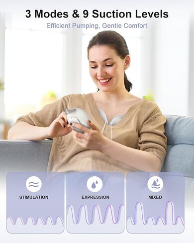 Hands-Free Breast Pump, Hidden Electric Breast Pump with 3 Modes 9 Levels, Comfort and Sealing Flange, Ultra-Quiet Portable Breast Pump Effiently, Purple in Saudi Arabia