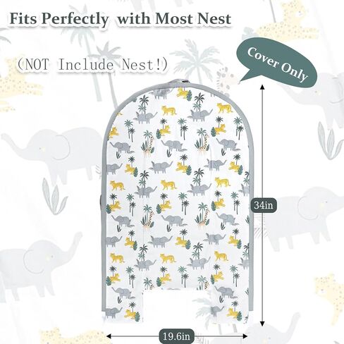 Baby Lounger Replaceable Cover, 100% Cotton Newborn Nest Backup Cover for Ultimate Comfort, Soft & Breathable Quality Spare Cover, Dinosaurs (Cover Only) in Kuwait