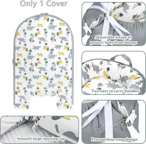 Baby Lounger Replaceable Cover, 100% Cotton Newborn Nest Backup Cover for Ultimate Comfort, Soft & Breathable Quality Spare Cover, Dinosaurs (Cover Only) in Kuwait