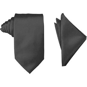 Mens Solid Color Formal Necktie and Pocket Square Handkerchief Sets