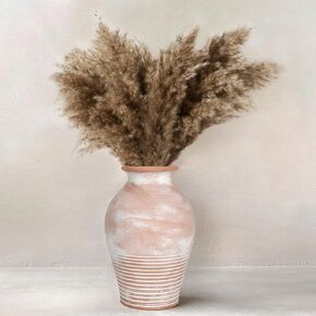 White Ceramic Flower Vase Set of 2 Modern Minimalist Decorative Ribbed Vases Centerpiece for Home Decor Living Room Table Shelf Entryway