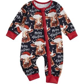 Western Baby Boy Girl Clothes Cow Horse Print Romper Zipper Long Sleeve Jumpsuit Bodysuit Newborn Fall Outfit