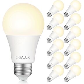Sigalux A19 LED Light Bulb Energy Star Certified, 75 Watt Equivalent, Dimmable LED Bulb Soft White 2700K 1100LM 11.5W, E26 Standard Led Bulbs, UL Listed, 6 Pack,0075682701