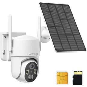 4G Cellular Wireless Surveillance Camera, Solar Battery Powered Outdoor Cameras for Home Security, 360 View, 2-Way Talk, 2K HD Color Night Vision, PIR Human Sensor, Cloud/ SD, Phone App Alerts, 2 pack