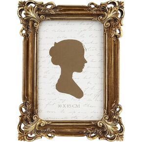 Sunlit Vintage Picture Frame 4x6 Inch, Luxury Antique Photo Frames with Glass Front, Photo Display, Tabletop Wall Hanging, Gift Ideas, Black and Gold