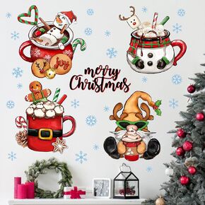 Mfault Christmas Tree Boho Black Cat Wall Decals Stickers, Xmas Botanical Kitty Pet Decorations Bedroom Art Cat Lover Gifts, Funny New Year 2025 Party Home Kitchen Decor Holiday Gift