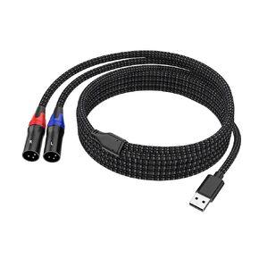 USB A to Dual XLR Male Audio Cable and Sterro Power Amplifier Cable (6.6FT/1 Pack) Prefossional for PC, Mixing Console Mixer, Tablet, Laptop Link Amplifier